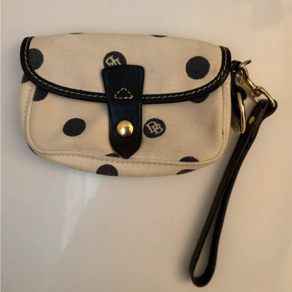 Dooney & Bourke Cream and Black Polka Dot Wristlet